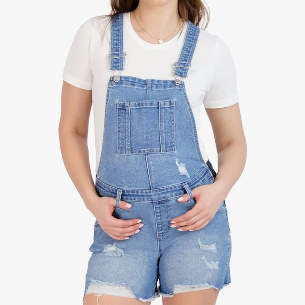 NWT Savi Parker New Yorker Maternity Bib Jean Shorts